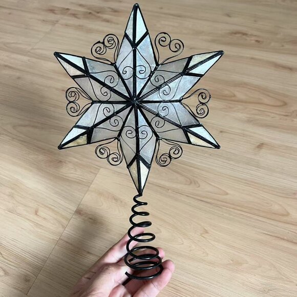 Capiz Shell & Pearl Metal Tree Topper 10"x7" - Picture 1 of 7